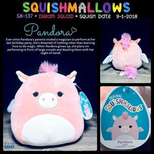 Squishmallows 8” Pandora The Pink Pegasus Kellytoy NWT Sparkly Wings Stuffed Toy